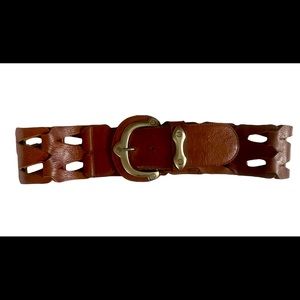 Beautiful Brown Leather Belt w/Silver Hardware Sz: S